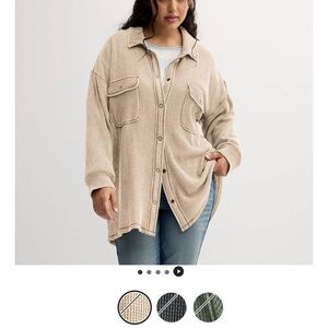 Burgundy Button-Up Waffle Knit Shacket